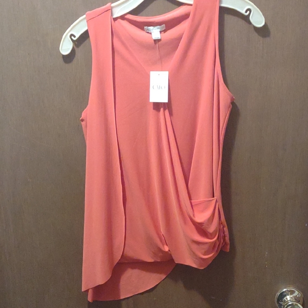 Cato Pink Asymmetrical Ruched Sleeveless Tank Top